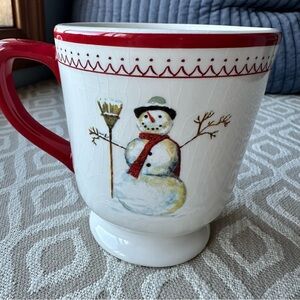 Williams Sonoma Christmas Icons 2010 Snowman Mug with Red Handle